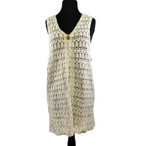 Nuggets Womens Size 24/44 Crocheted Sweater Vest Boho Made in the USA